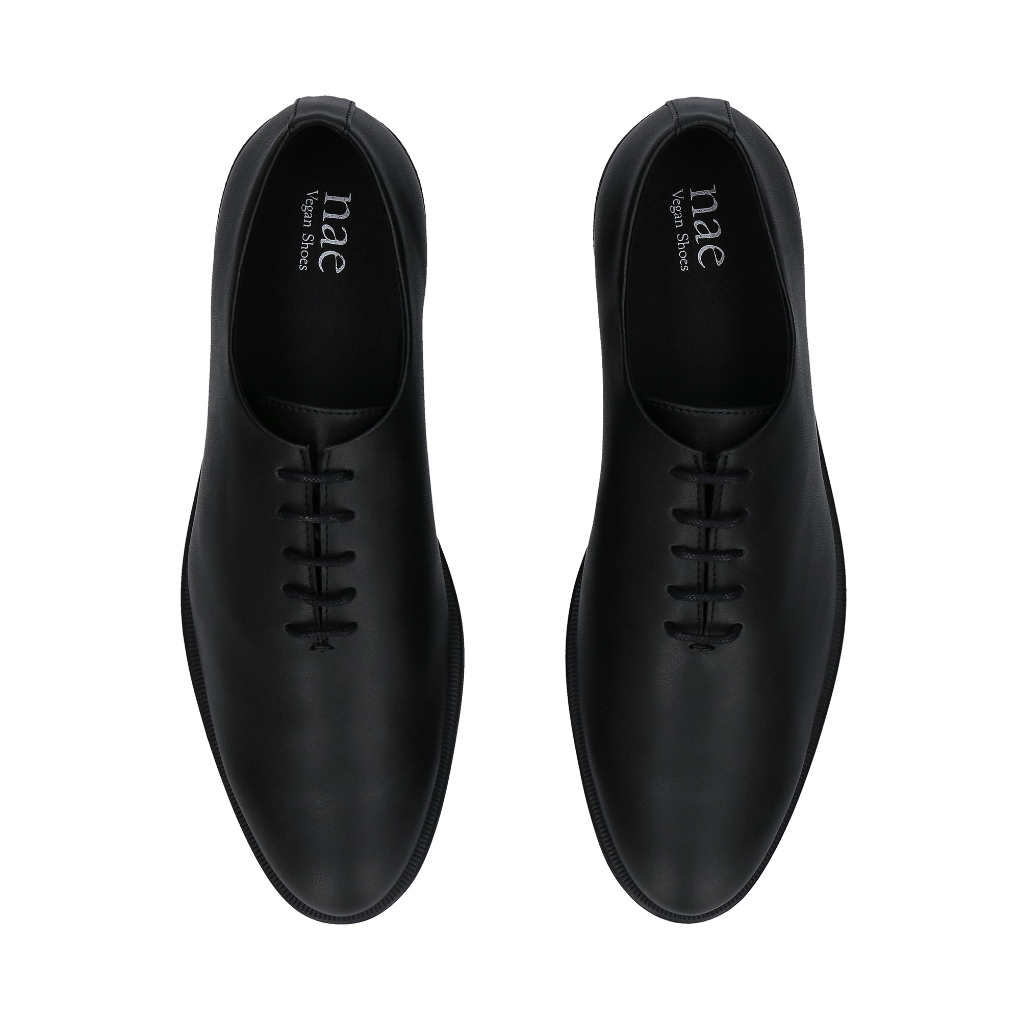Oxford vegan Brody noir — vue détaillée lacets et cuir de pomme