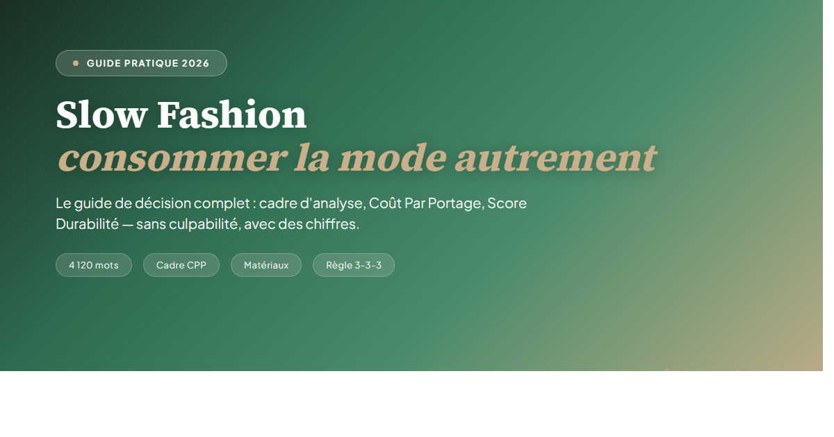 Guide slow fashion Ivelona : Coût par portage, matières, règle 3-3-3